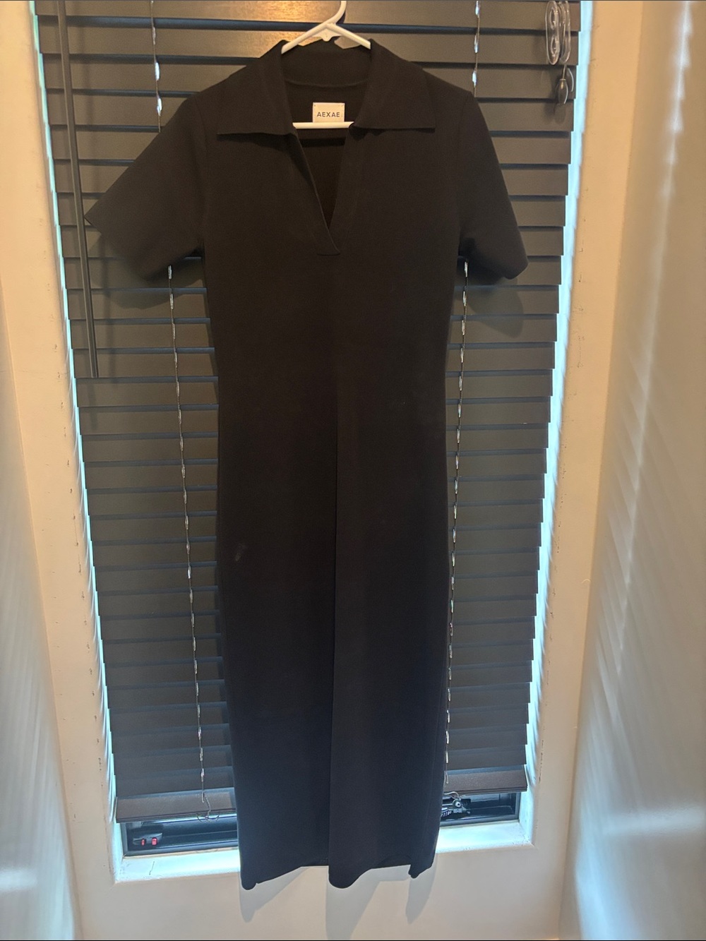 Aexae Technical Long Black Polo Maxi Dress